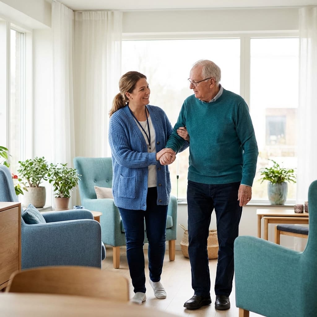 Caregiver helping senior